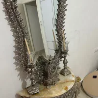 آینه کنسول شمعدانی طرح برنزی