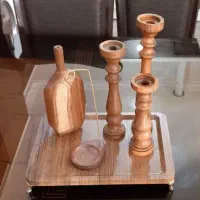 ست جاشمعی و جا عودی مبلمان (چوب راش و گردو)