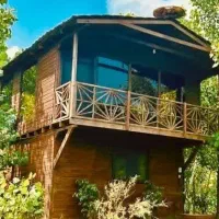 کلبه چوبی کنار دریاچه دلنشین