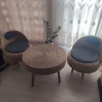 ست میز و صندلی دو نفره حصیری