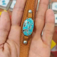 دستبند فیروزه رکاب نقره بند چرم طبیعی|بدلیجات|مشهد, چهارباغ|دیوار