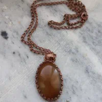گردنبند عقیق طبیعی - زنجیر مسی
