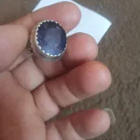 انگشتره نقره سنگ یاقوت کبود اصل معدنی