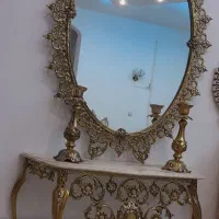 اینه و شمعدان برنز گل نقلی