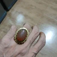 انگشتر نقره سنگین با نگین عقیق یمن خطی