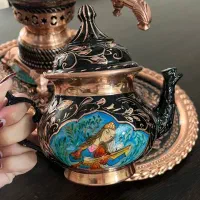 سرویس ۵تکه سماور ذغالی مسی الماس تراش|صنایع دستی و سایر لوازم تزئینی|تهران, قصر فیروزه ۲|دیوار