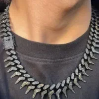 گردنبند چین اسپایکی مشکی فول نگین
