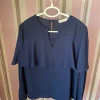 شومیز سرمه ای کرپ حریر ترک