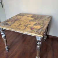 میز غذا خوری تمام چوب انتیک کاری  ۴ نفره