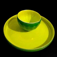 کاسه دیس و تنگ شیشه دست ساز