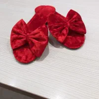 صندل روفرشی قرمز مخمل زنانه