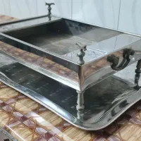 منقل و سینی استیل قدیمی نو|کلکسیون اشیاء عتیقه|خمینی‌شهر, |دیوار