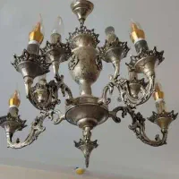 دو عدد لوستر 8 شاخه برنجی سالم قدیمی