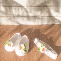 ست پاپوش و تل مو نوزاد|کفش و لباس بچه|شاهین‌شهر, فدک|دیوار