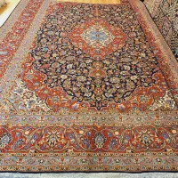 قالی ۱۲ متری دستباف کرک کاشان سرمه ای