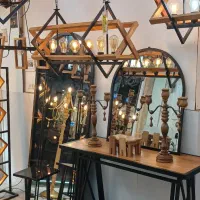 لوستر چوب و فلز مدرن در ساوه|لوستر و چراغ آویز|ساوه, |دیوار