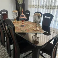 میز و صندلی نهار خوری چوبی ۸نفره|میز و صندلی غذاخوری|دوگنبدان, |دیوار