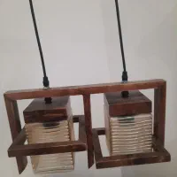 لوستر چوبی دو شعله|لوستر و چراغ آویز|تهران, سبلان (لشگر)|دیوار