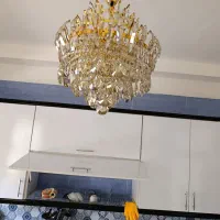 لوستر کریستال نباتی طلایی|لوستر و چراغ آویز|کرمانشاه, |دیوار