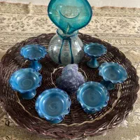 هفت سین لعابدار ۶ عدد ظرف سفالی پایه دار