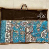 ۲ روفرشی مجلسی آبی فیروزه ای زری دار،مخمل ابریشم|روفرشی|گرگان, |دیوار