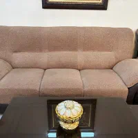 مبلمان چوبی چرمی پارچه ای ۹ نفره سالم + ۳ میز