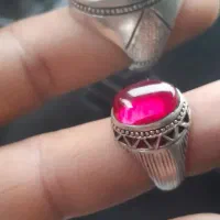 انگشتر یاقوت و عقیق خطی یمنی