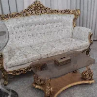 مبلمان ۹ نفره کلاسیک چوب راش ورق طلا