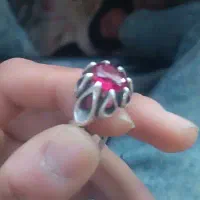 انگشتر یاقوت رکاب نقره طرح اشکی