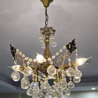 لوستر کریستالی/برنزی سالم و فاخر، سبک کلاسیک|لوستر و چراغ آویز|تهران, علم و صنعت|دیوار