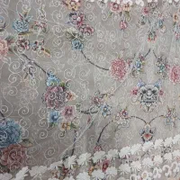 پرده توری خامه دوزی شده (نو)|پرده، رانر، رومیزی|خمین, |دیوار