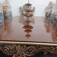 مبل سلطنتی ۹ نفره با میز ناهار خوری ۸ نفره|مبلمان خانگی و میز عسلی|گرمی, |دیوار