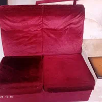 مبل راحتی زرشکی خوشرنگ بادسته سر خود عسلی
