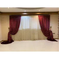 پرده حریر ژورژت  طرح دار  نباتی  با دوطرف والان