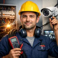 برقکاری. نصاب دوربین برقکار. سیم کش. دوربین دزدگیر