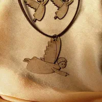 ست زیورآلات چوبی. گوشواره،گردنی، گیره مو،جاکلیدی|بدلیجات|خوی, |دیوار