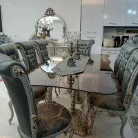 مبل استیل ۹ نفره ، چوب راش   ناهار خوری ۸ نفره|مبلمان خانگی و میز عسلی|محمدیه-قزوین, |دیوار