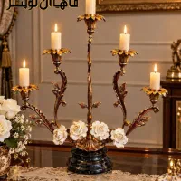 شمعدان برنزی گل رز