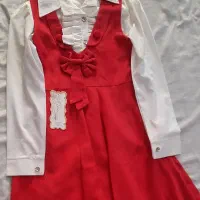 پیراهن سارافن دخترانه سفید قرمز مناسب یلد ومهمانی