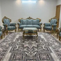 مبل استیل 9 نفره آبی طلایی کلاسیک