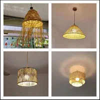 لوستر حصیری حصیر لوستر رافیا آباژور حصیری|لوستر و چراغ آویز|رشت, منظریه|دیوار