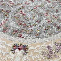 فرش گرد ۱۵۰ فیلی کرم ۱۲۰۰. شانه|فرش|قزوین, |دیوار