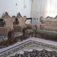 مبلمان ۹نفره مدل تاج عروس چوب راش همراه گل میز