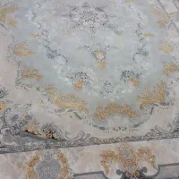 فرش طوسی طلایی شاهکار  ...گل برجسته دوتخته ۹ متری|فرش|اراک, |دیوار