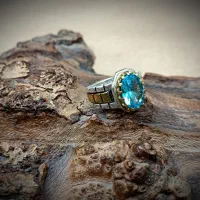 انگشتر نقره مردانه با نگین توپاز