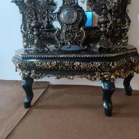 اینه و کنسول همراه شمعدانی و ساعت|بوفه، ویترین، کنسول|میانه, |دیوار