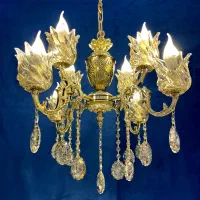 لوستراکولار برنجی ۴+۴جای روشنایی با سرپیچe14 برنج