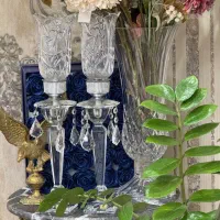 یک جفت شمعدان بلند کریستال چک