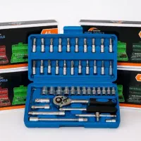 ست 46 پارچه آچار بکس جغجغه‌ای و سری پیچ‌گوشتی
