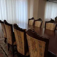 سرویس میز ناهارخوری و مبلمان قدیمی منبت دست ساز